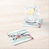 Friseur-Stylist Gold-Schere & Schönheitssalon Blum Rechteckiger Pappuntersetzer (Vor Ort)