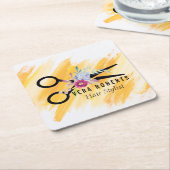 Friseur-Stylist Gold-Schere & Schönheitssalon Blum Rechteckiger Pappuntersetzer (angewinkelt)