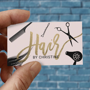 Friseur-Stylist Gold Typografie Schönheitssalon Visitenkarte