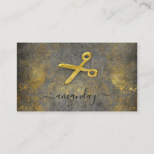 Friseur Stylist Golden Grungy Gray Loft Visitenkarte