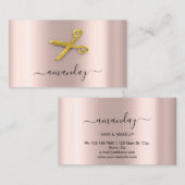 Friseur Stylist Golden Scissors Rose Powder Visitenkarte (Vorne/Hinten)