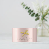 Friseur Stylist Golden Scissors Rose Powder Visitenkarte (Stehend Vorderseite)