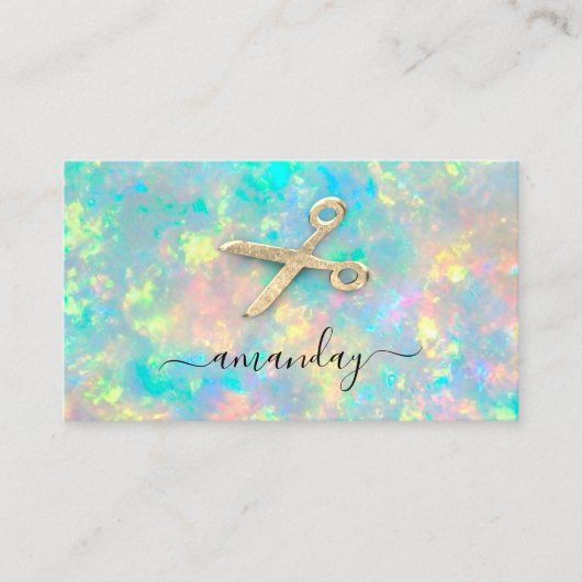 Friseur Stylist Golden Scissy Holograph Visitenkarte (Vorderseite)