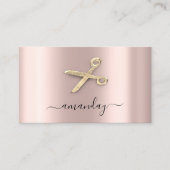 Friseur Stylist Goldene Schere Rose Pinselstrich Visitenkarte (Vorderseite)