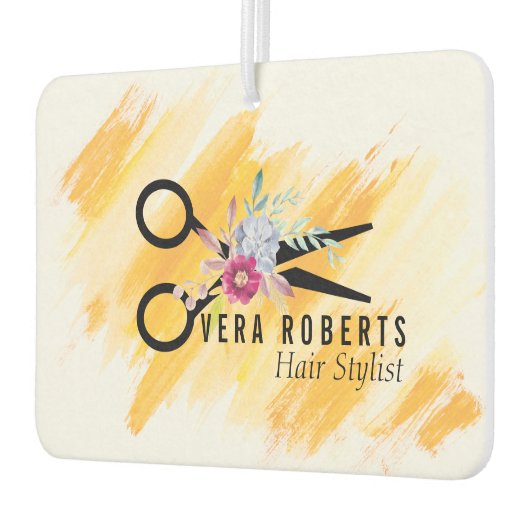 Friseur-Stylist Goldschere & Beauty Salon Blumenbe Autolufterfrischer (Links)