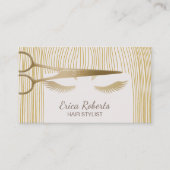 Friseur-Stylist Goldschere & Girl Beauty Salon Visitenkarte (Vorderseite)