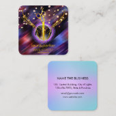 Friseur-Stylist-Goldschere Lila Mondsalon Quadratische Visitenkarte (Vorne/Hinten)