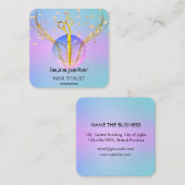 Friseur-Stylist-Goldschere Lila Mondsalon Quadratische Visitenkarte (Vorne/Hinten)