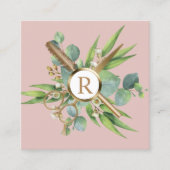 Friseur-Stylist Lashes Salon Botanisches Erröten R Quadratische Visitenkarte (Vorderseite)