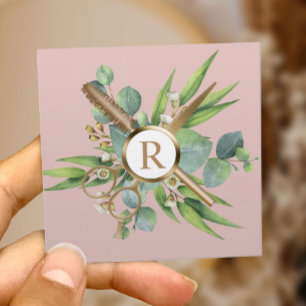 Friseur-Stylist Lashes Salon Botanisches Erröten R Quadratische Visitenkarte