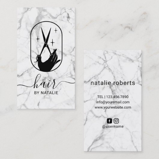 Friseur-Stylist-Logo-Marbella-Schönheitssalon Visitenkarte (Vorne/Hinten)