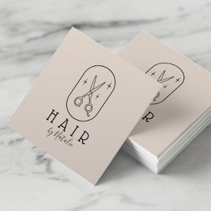 Friseur-Stylist Minimalistische Schere Logo Pastel Quadratische Visitenkarte