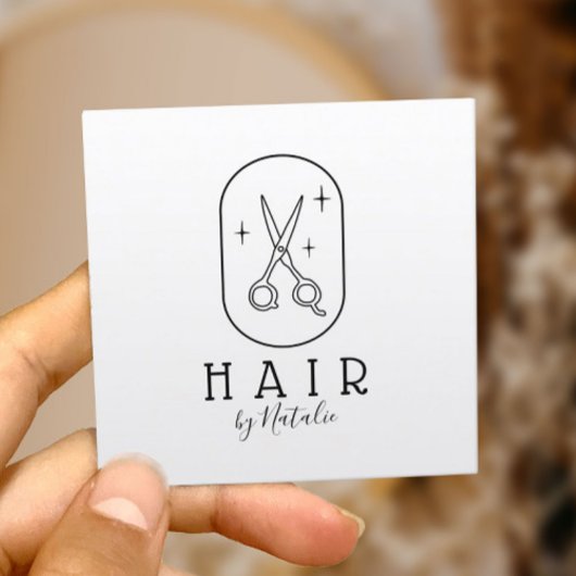 Friseur-Stylist Minimalistische Schere Logo Schönh Quadratische Visitenkarte