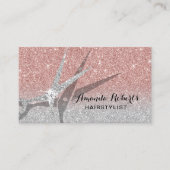 Friseur Stylist Moderne Rose Gold Silberner Glitze Visitenkarte (Vorderseite)