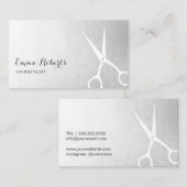 Friseur Stylist Moderne Schere Friseur Silber Visitenkarte (Vorne/Hinten)