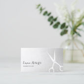 Friseur Stylist Moderne Schere Friseur Silber Visitenkarte (Stehend Vorderseite)