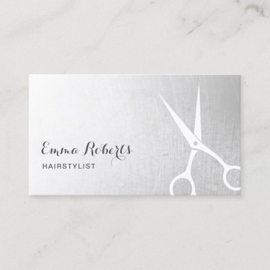 Friseur Stylist Moderne Schere Friseur Silber Visitenkarte (Vorderseite)