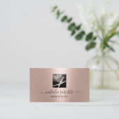 Friseur-Stylist Moderne Schere Logo-Rose Gold Salo Visitenkarte (Stehend Vorderseite)