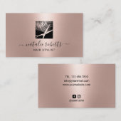 Friseur-Stylist Moderne Schere Logo-Rose Gold Salo Visitenkarte (Vorne/Hinten)