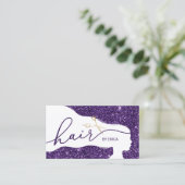 Friseur Stylist Moderner Lila Glitzer Schönheitssa Terminkarte (Stehend Vorderseite)