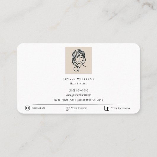 Friseur Stylist Moderner Minimaler Beige Minimalis Visitenkarte (Rückseite)