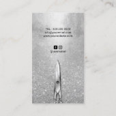 Friseur Stylist Moderner Silberner Glitzer Friseur Visitenkarte (Rückseite)