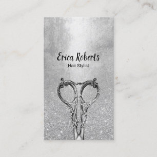 Friseur Stylist Moderner Silberner Glitzer Friseur Visitenkarte