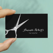 Friseur Stylist Moderner Silberschere Glitzer Salo Visitenkarte