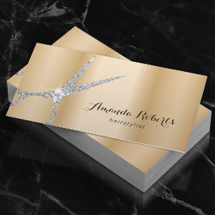 Friseur Stylist Moderner Silberschere Salon Gold Visitenkarte