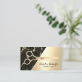 Friseur Stylist Modernes Schwarzes Gold Marbella S Visitenkarte (Stehend Vorderseite)