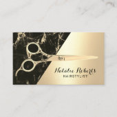 Friseur Stylist Modernes Schwarzes Gold Marbella S Visitenkarte (Vorderseite)