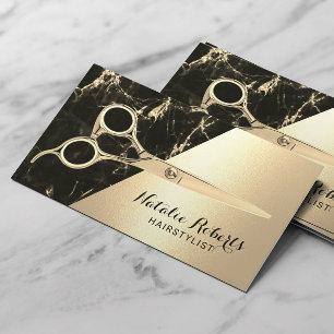 Friseur Stylist Modernes Schwarzes Gold Marbella S Visitenkarte