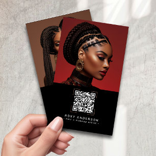 Friseur-Stylist modernes schwarzes QR-Code Visitenkarte