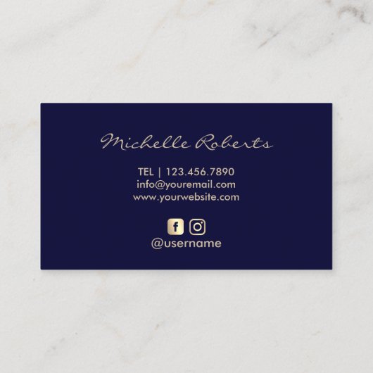 Friseur-Stylist Navy & Gold Typografie Schönheitss Visitenkarte (Rückseite)