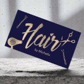 Friseur-Stylist Navy & Gold Typografie Schönheitss Visitenkarte