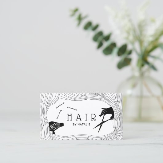 Friseur-Stylist Niedlich Handgezeichneter Friseur Visitenkarte (Stehend Vorderseite)