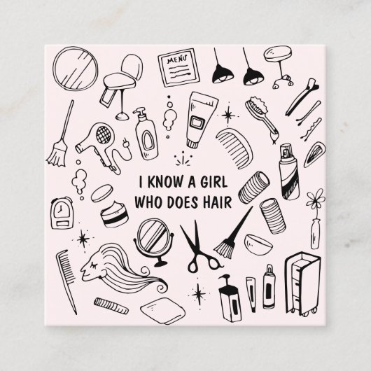 Friseur Stylist Pink Quadratische Visitenkarte (Vorderseite)