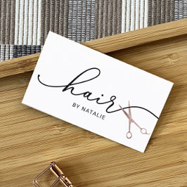 Friseur-Stylist-Rose Goldschere Typografie-Salon Visitenkarte