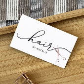 Friseur-Stylist-Rose Goldschere Typografie-Salon Visitenkarte