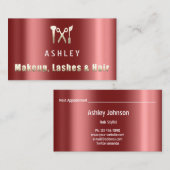 Friseur Stylist Salon Makeup Lash Termin Burgund Visitenkarte (Vorne/Hinten)