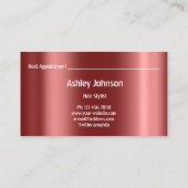 Friseur Stylist Salon Makeup Lash Termin Burgund Visitenkarte (Rückseite)