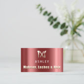 Friseur Stylist Salon Makeup Lash Termin Burgund Visitenkarte (Stehend Vorderseite)