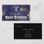 Friseur-Stylist-Salon Marble Blue Termine Karte (Vorne/Hinten)
