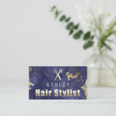 Friseur-Stylist-Salon Marble Blue Termine Karte (Stehend Vorderseite)