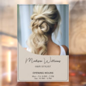 Friseur Stylist Salon Öffnungszeiten Beige Fensteraufkleber (Blatt 2)