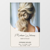 Friseur Stylist Salon Öffnungszeiten Fensteraufkleber (Blatt)