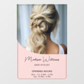 Friseur Stylist Salon Öffnungszeiten Fensteraufkleber (Blatt)