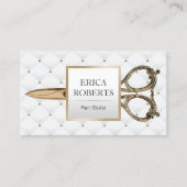 Friseur Stylist Salon Schere Luxus Gold & Weiß Visitenkarte (Vorderseite)