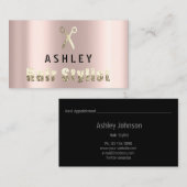 Friseur-Stylist-Salon Schwarzes Button Gold Karte (Vorne/Hinten)
