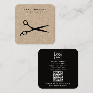 Friseur-Stylist-Schere Barber QR-Code-Firmenlogo Quadratische Visitenkarte